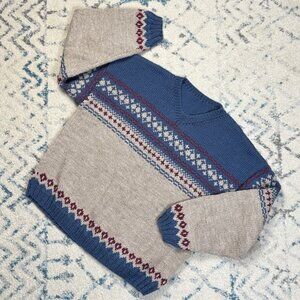 Vintage hand Knit Sweater  Fair Isle  Oversized XXL